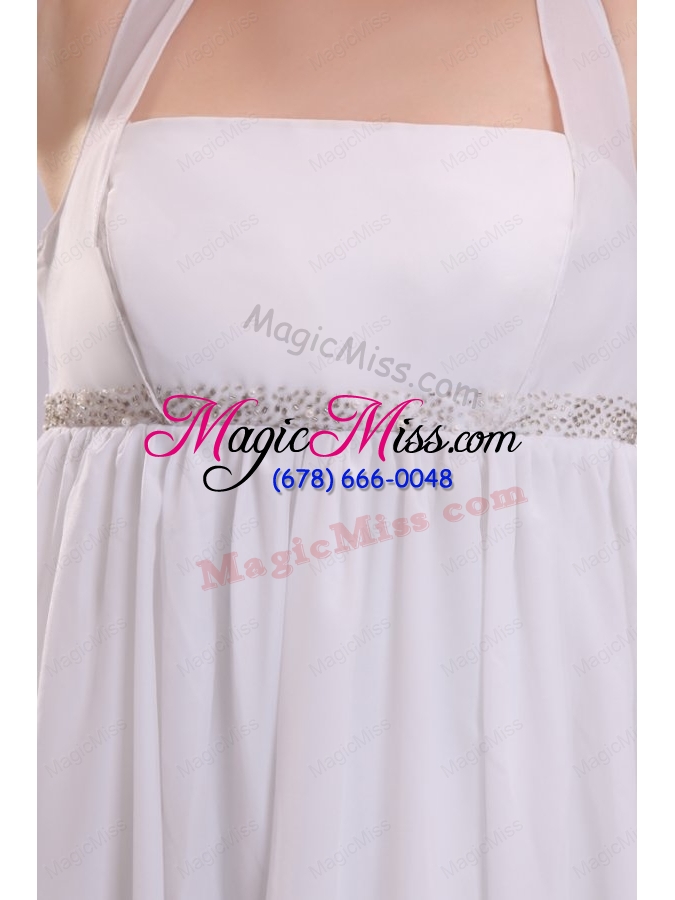 wholesale halter top neck chiffon empire beading wedding dress with sweep train