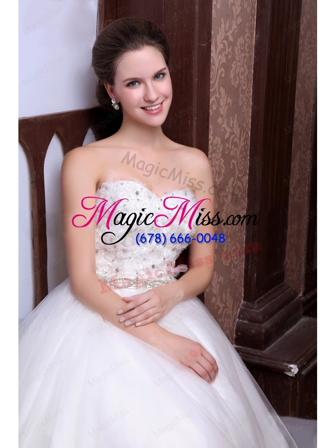 wholesale a line sweetheart floor length beading tulle wedding dress