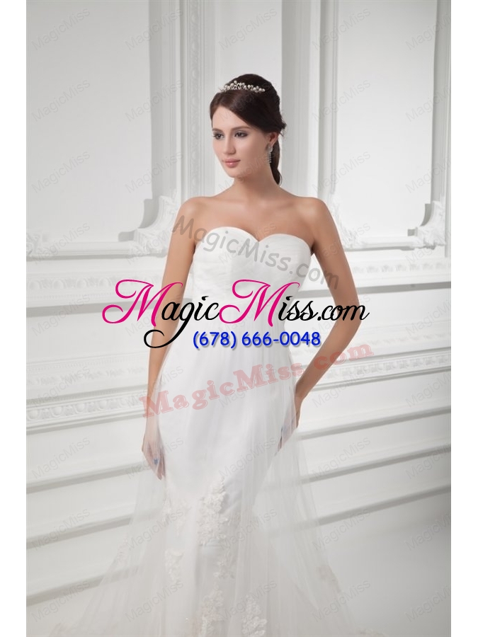 wholesale gorgeous mermaid sweetheart wedding dress with lace chapel train