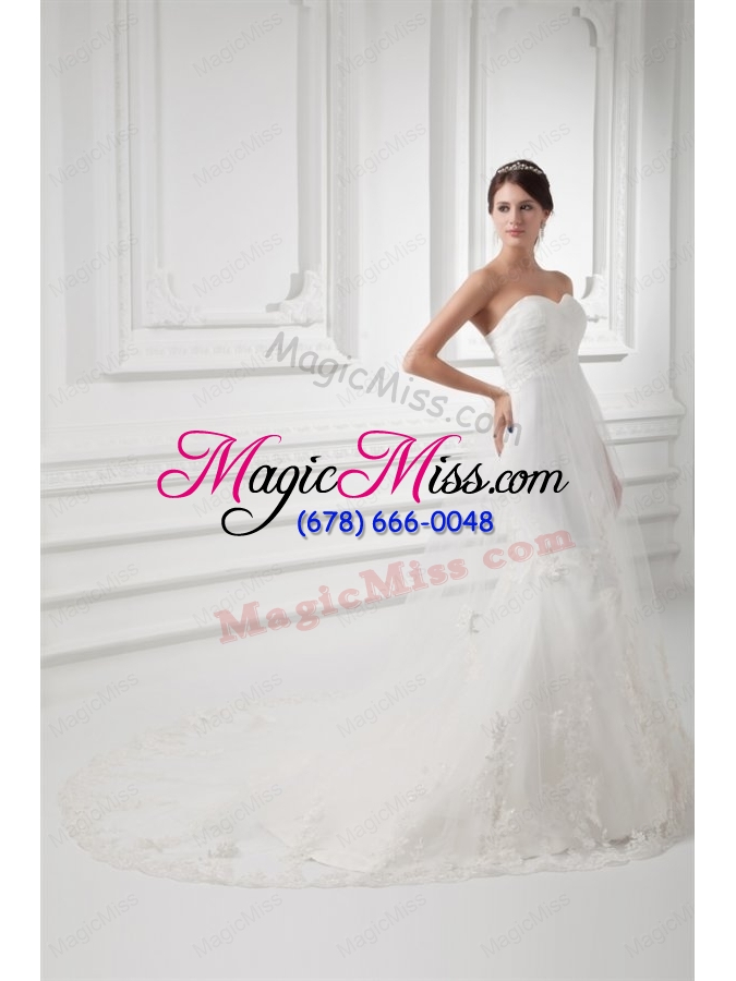 wholesale gorgeous mermaid sweetheart wedding dress with lace chapel train