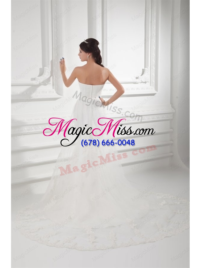 wholesale gorgeous mermaid sweetheart wedding dress with lace chapel train