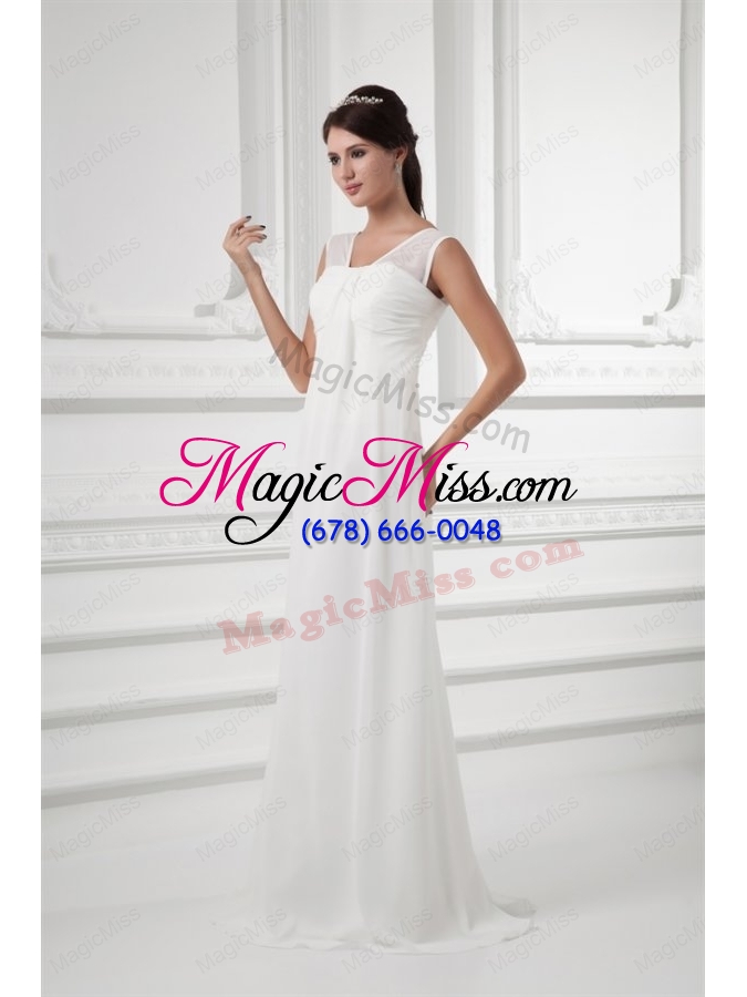 wholesale empire square ruching floor length chiffon  wedding dress