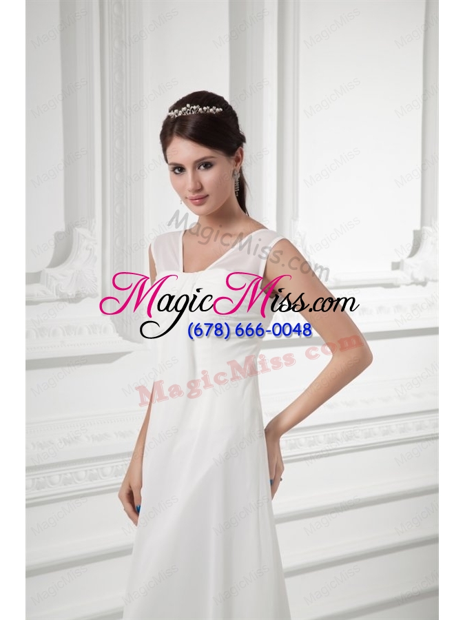 wholesale empire square ruching floor length chiffon  wedding dress