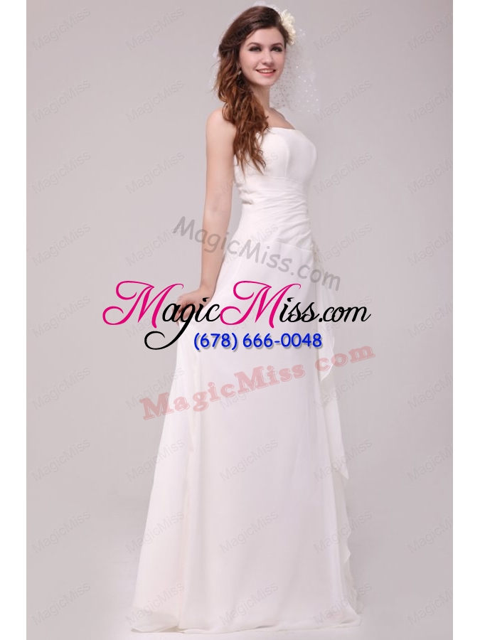 wholesale spaghetti straps empire chiffon ruching wedding dress with appliques