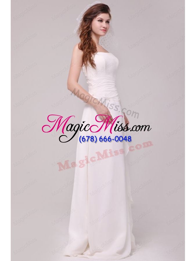 wholesale spaghetti straps empire chiffon ruching wedding dress with appliques