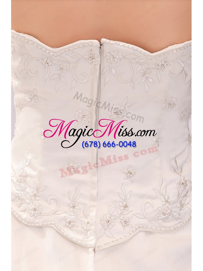 wholesale luxurious strapless a line embroidery chapel train wedding dress