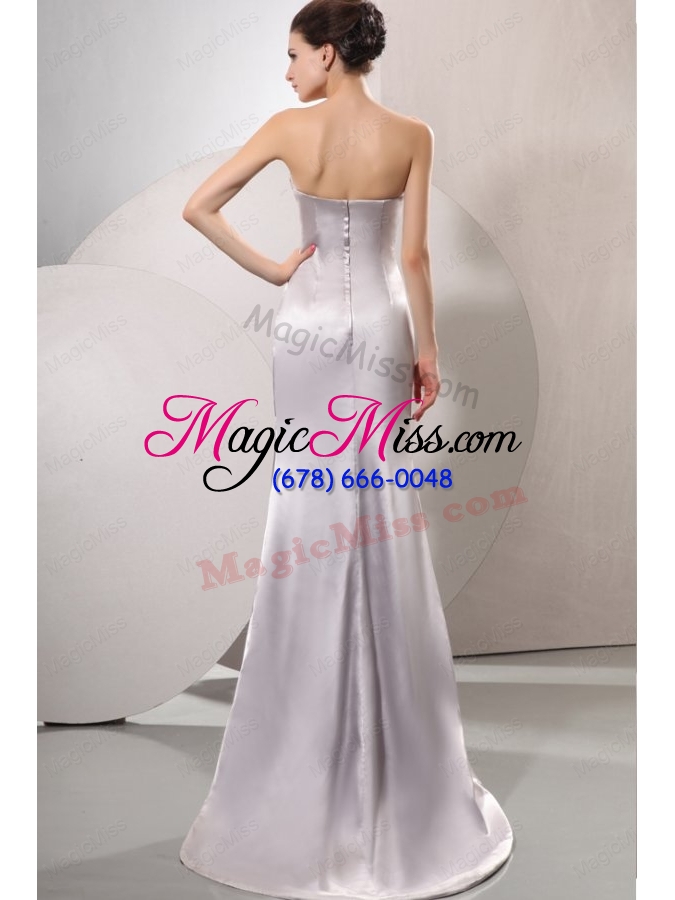 wholesale column sweetheart silver beading and ruching floor-length wedding dress