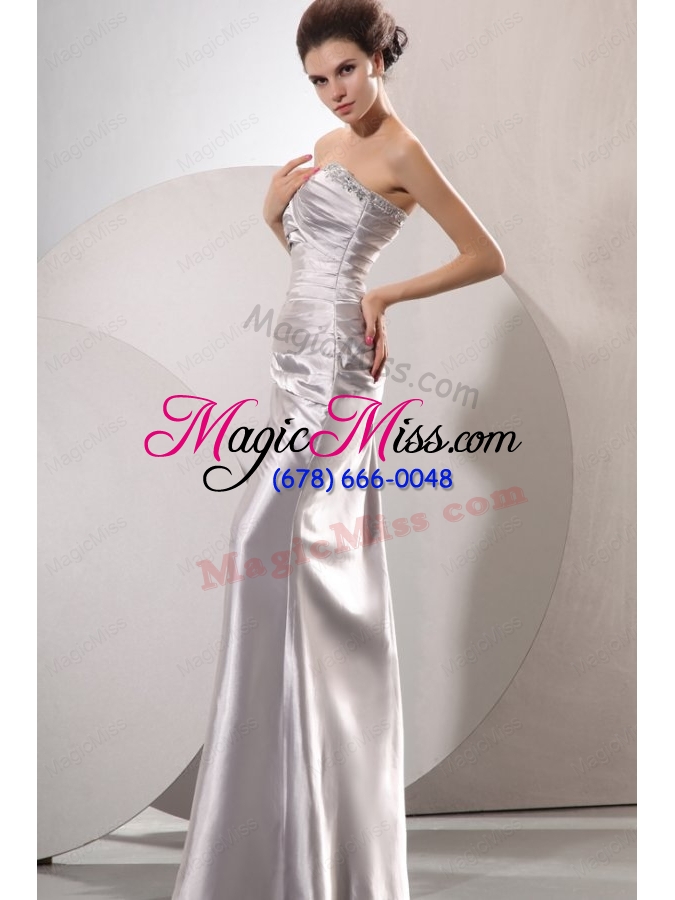 wholesale column sweetheart silver beading and ruching floor-length wedding dress