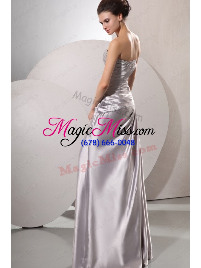 wholesale column sweetheart silver beading and ruching floor-length wedding dress