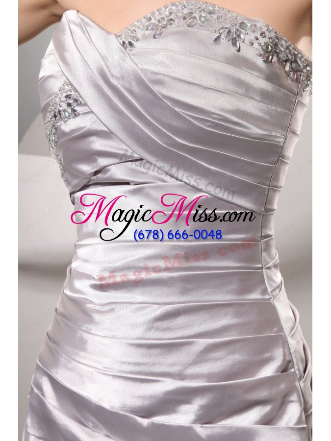 wholesale column sweetheart silver beading and ruching floor-length wedding dress