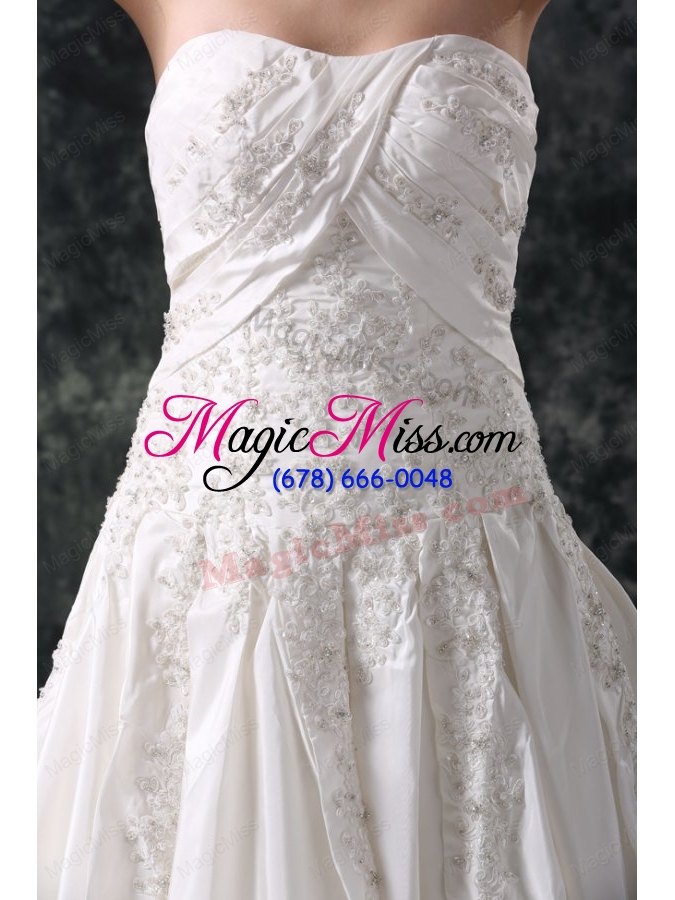 wholesale a-line strapless beading lace up taffeta wedding dress