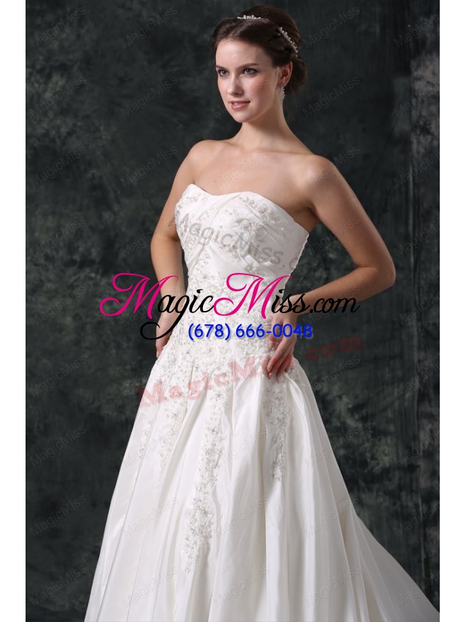 wholesale a-line strapless beading lace up taffeta wedding dress