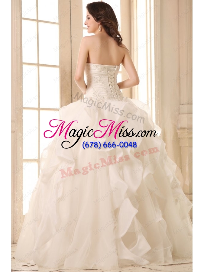 wholesale ball gown sweetheart wedding dress with appliques and ruffles