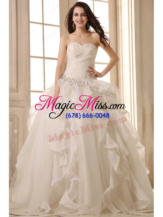 wholesale ball gown sweetheart wedding dress with appliques and ruffles