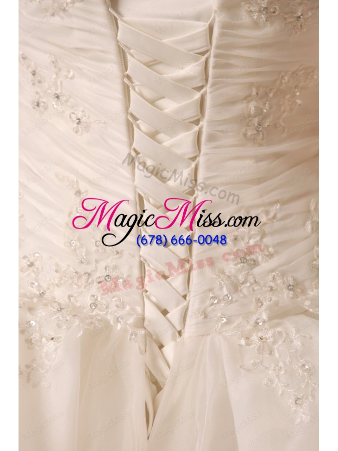 wholesale ball gown sweetheart wedding dress with appliques and ruffles