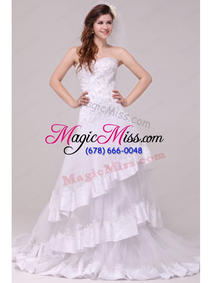 wholesale fashionable a line sweetheart appliques decorate wedding dress