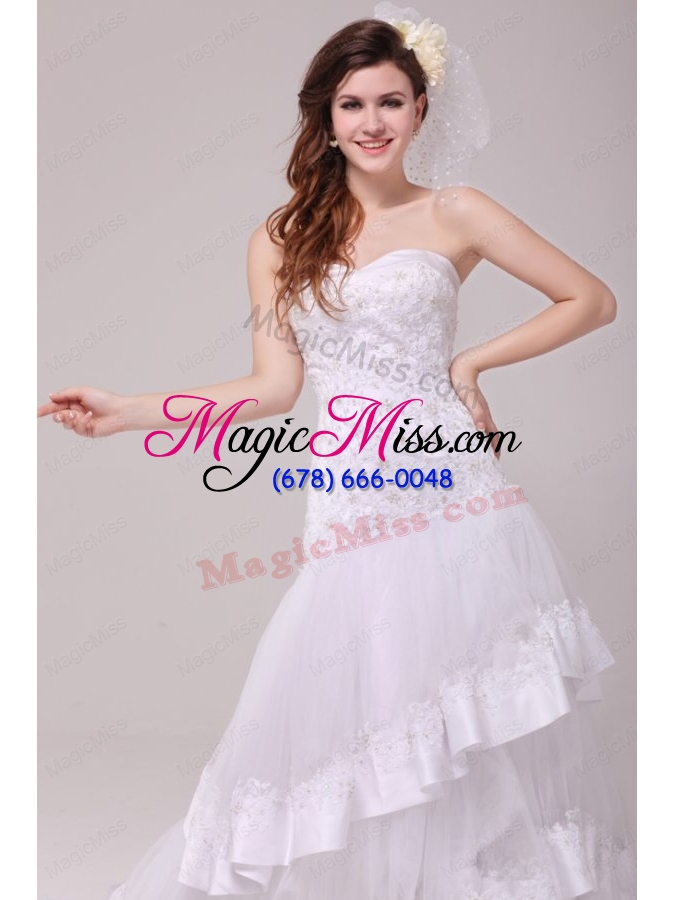 wholesale fashionable a line sweetheart appliques decorate wedding dress