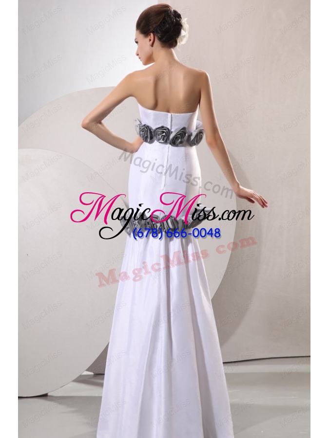 wholesale column strapless floor length wedding dress with gray hand made flowers