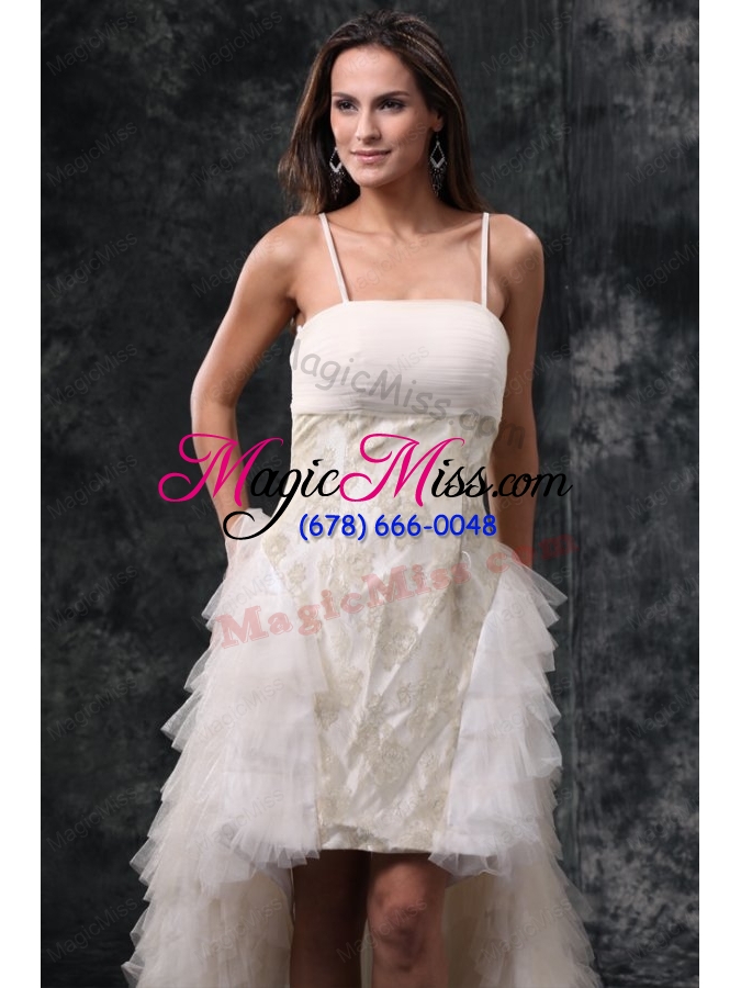 wholesale column straps high low beading tulle wedding dress