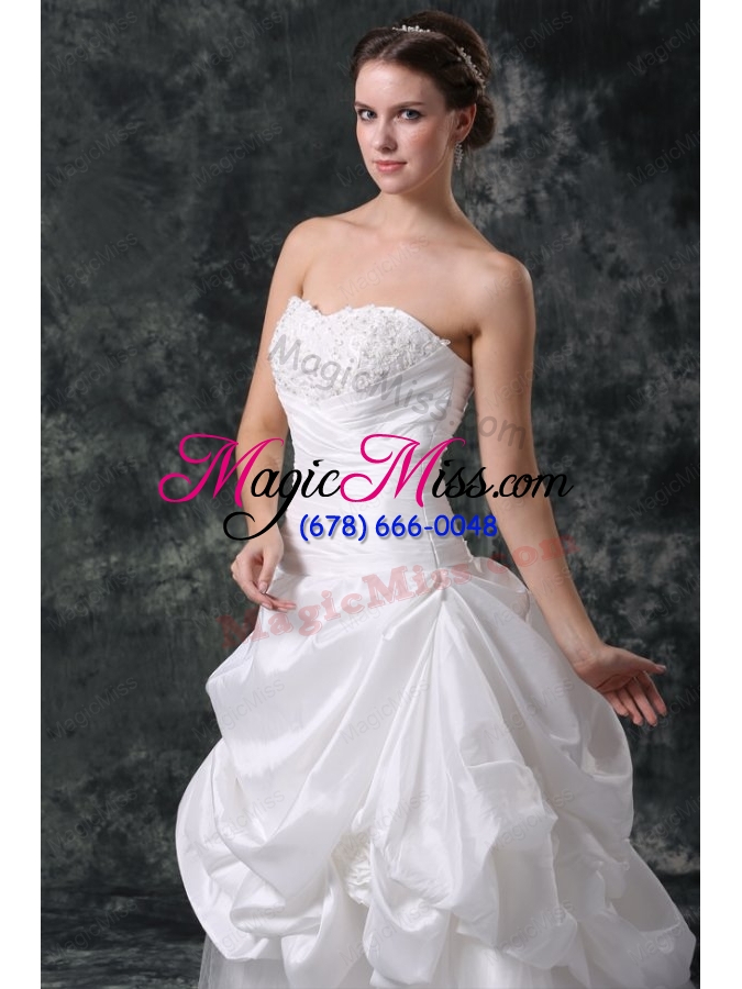 wholesale luxurious a line sweetheart appliques and beading lace up wedding dress