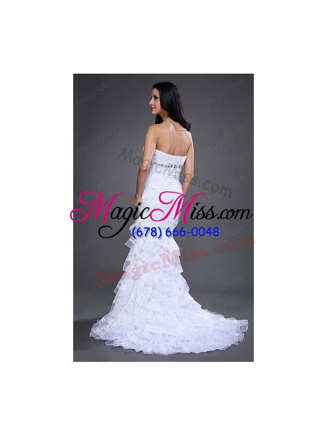 wholesale mermaid strapless side zipper beading and ruching wedding dress