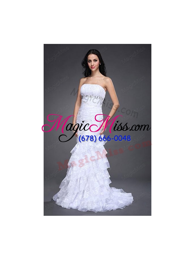 wholesale mermaid strapless side zipper beading and ruching wedding dress