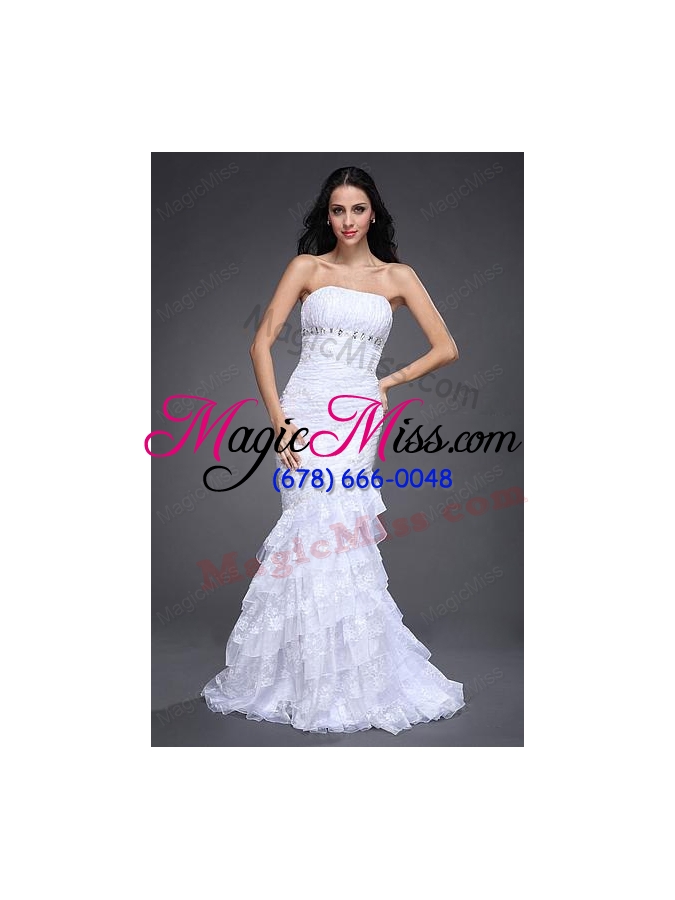 wholesale mermaid strapless side zipper beading and ruching wedding dress