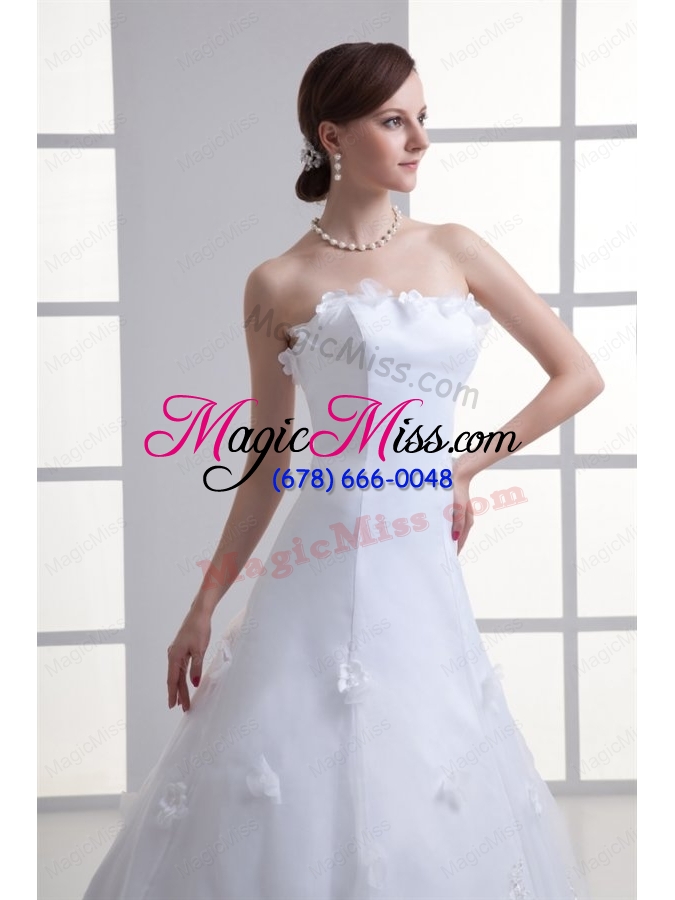 wholesale a-line strapless appliques lace court train wedding dress