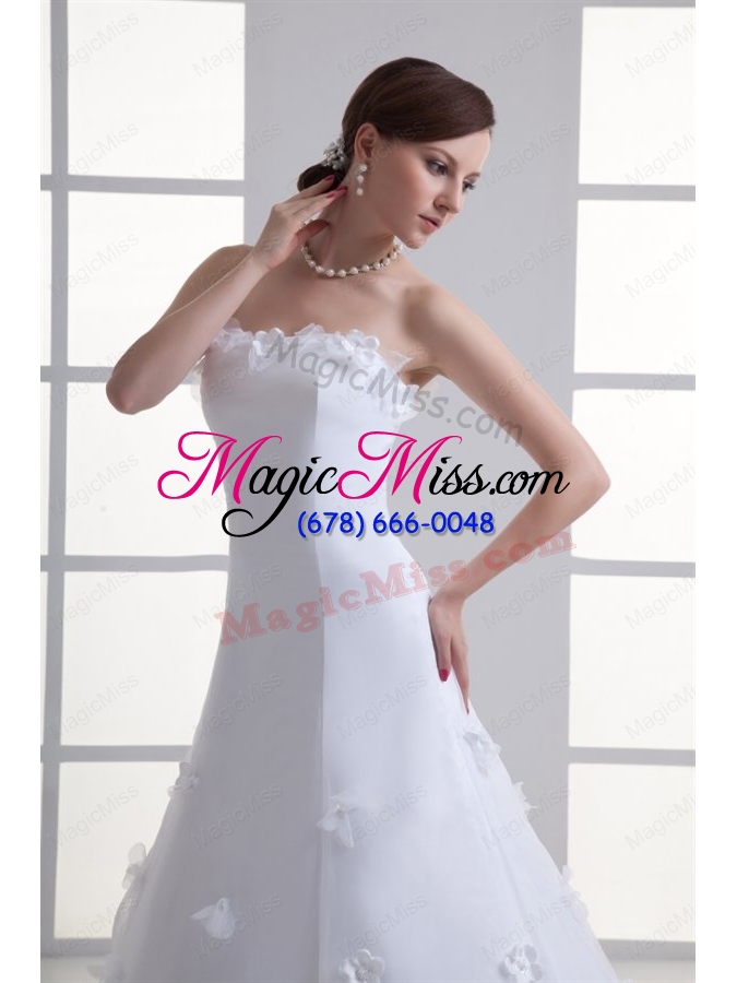 wholesale a-line strapless appliques lace court train wedding dress