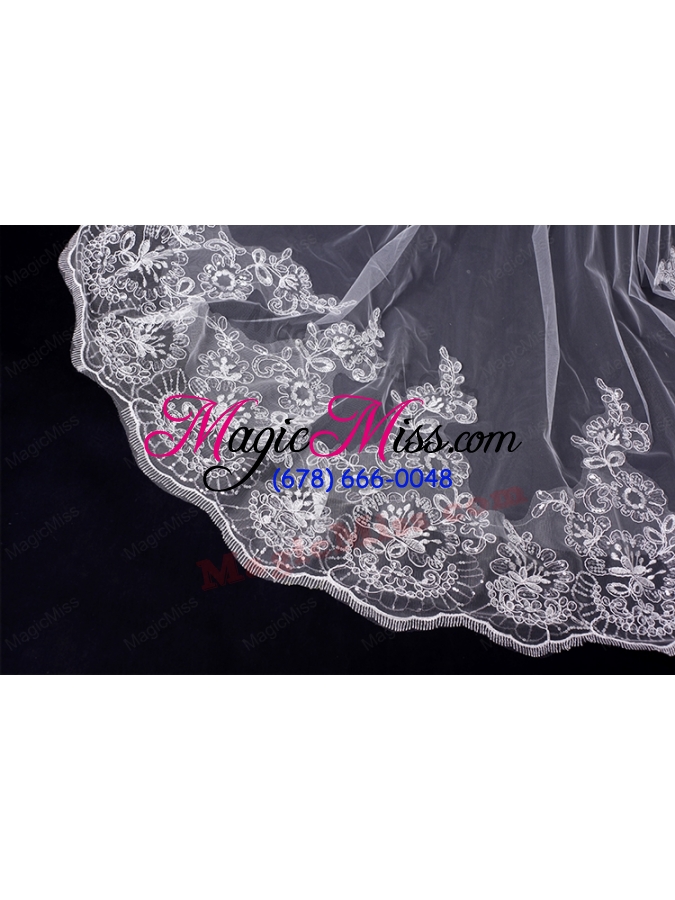 wholesale classic one-tier lace appliques edge wedding veil
