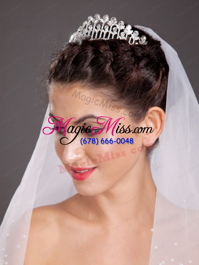 wholesale perfect arched alloy tiara with beading embellishes