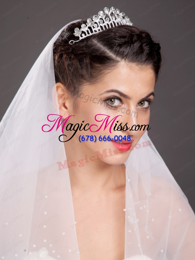 wholesale perfect arched alloy tiara with beading embellishes