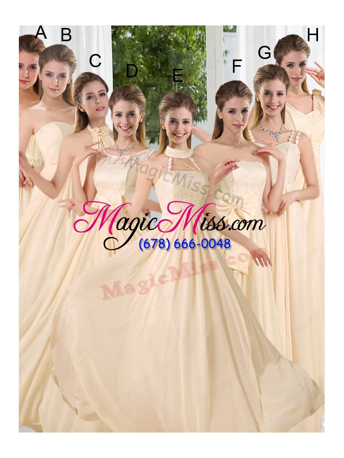 wholesale 2015 modest v neck empire ruching bridesmaid dress