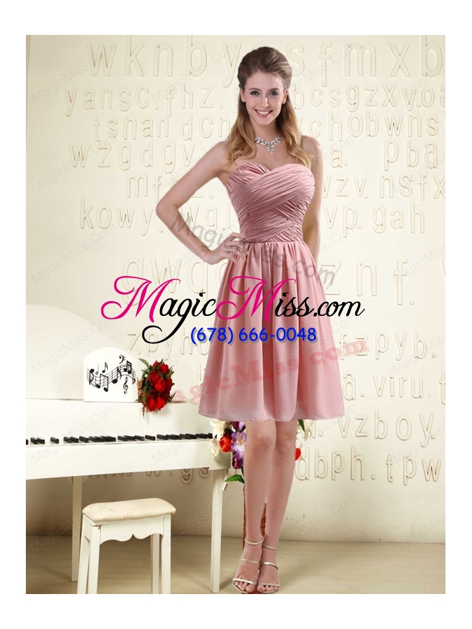 wholesale romantic sweetheart empire chiffon bridesmaid dresses with ruching