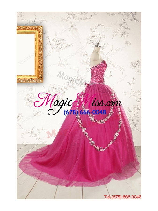 wholesale 2015 sweetheart sweep train trendy quinceanera dresses with sequins and appliques