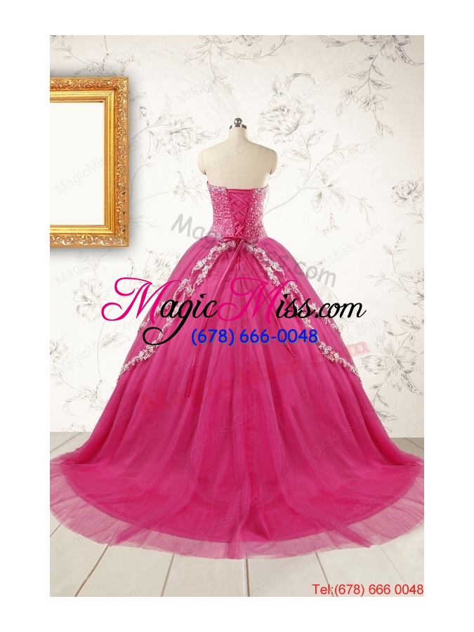 wholesale 2015 sweetheart sweep train trendy quinceanera dresses with sequins and appliques