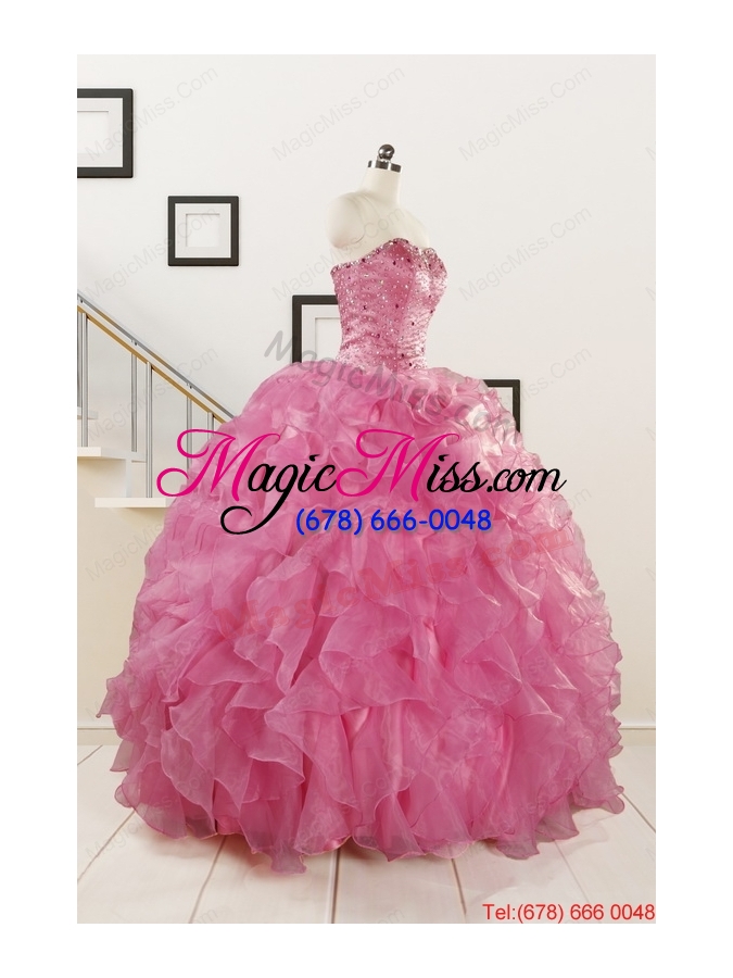 wholesale puffy sweetheart pink quinceanera dresses with beading