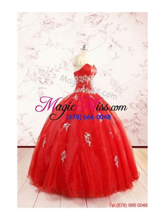 wholesale most popular red puffy quinceanera dresses with appliques