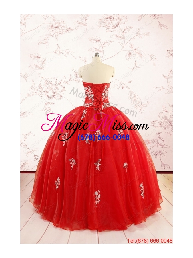 wholesale most popular red puffy quinceanera dresses with appliques