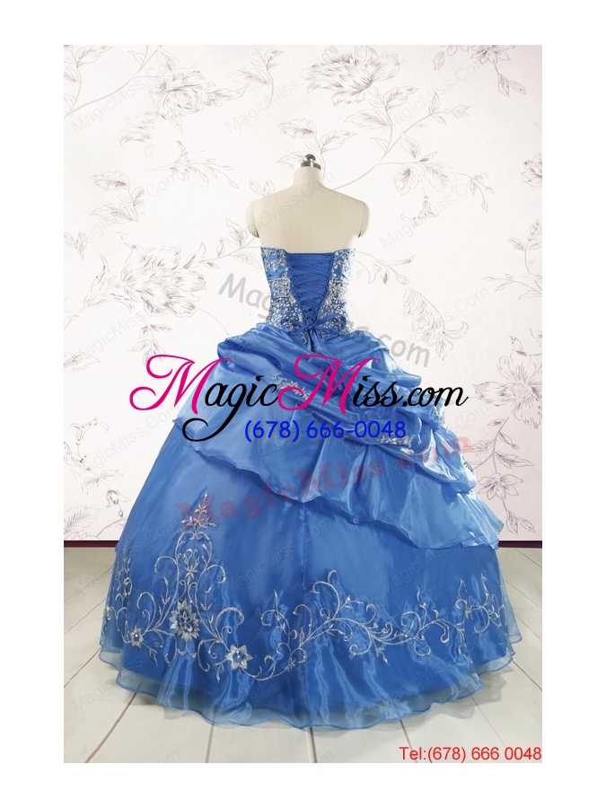 wholesale exclusive royal blue quinceanera dresses with appliques for 2015