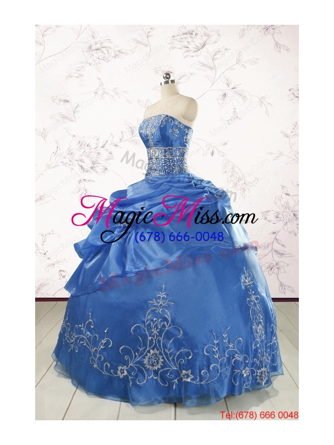 wholesale exclusive royal blue quinceanera dresses with appliques for 2015