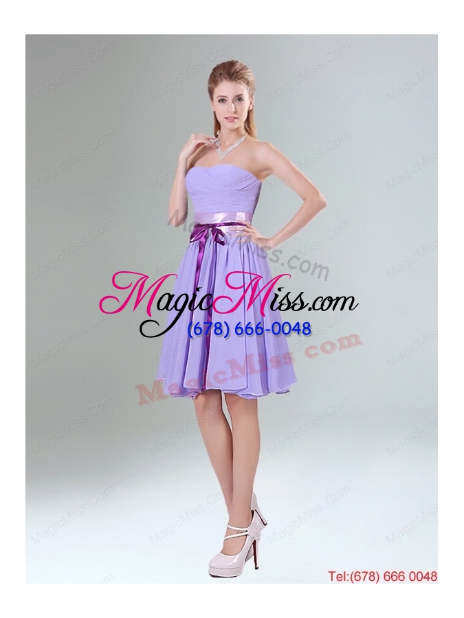 wholesale classical lavender princess mini length dama dress with ruching