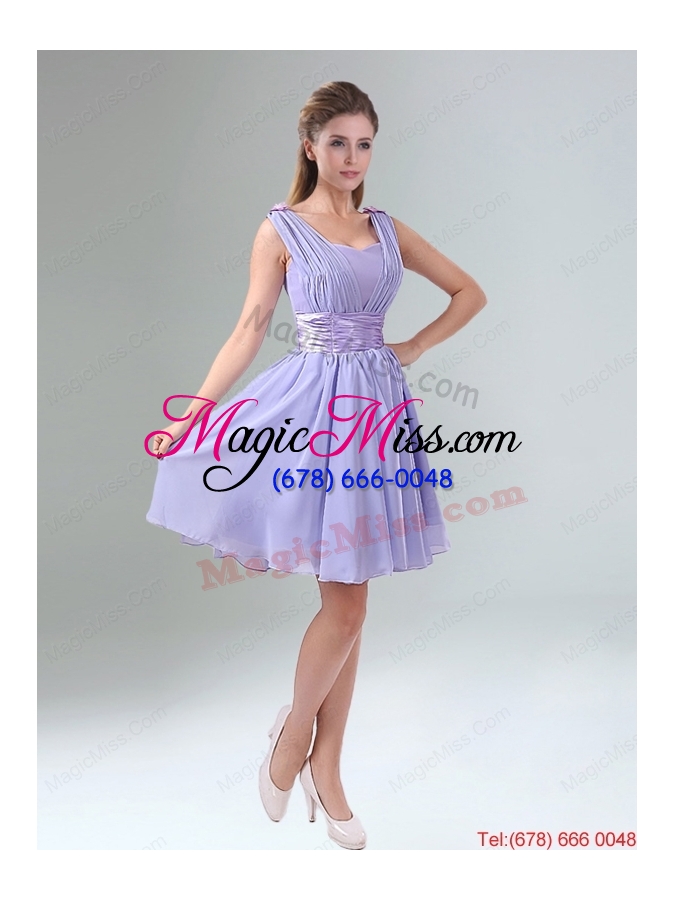 wholesale classical lavender princess mini length dama dress with ruching