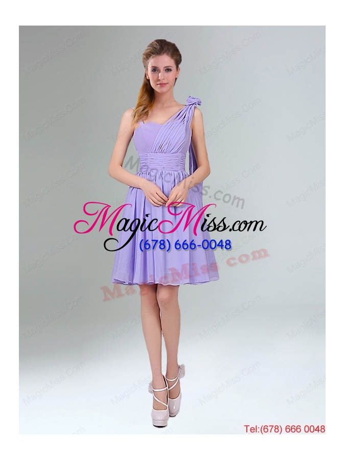 wholesale classical lavender princess mini length dama dress with ruching