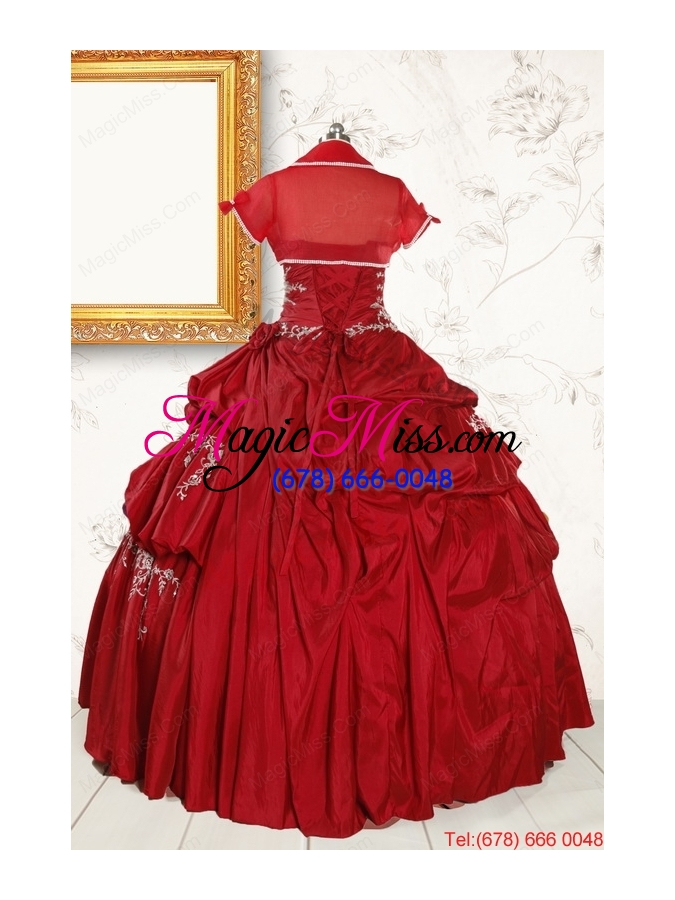 wholesale 2015 puffy appliques wine red remarkable quinceanera dresses