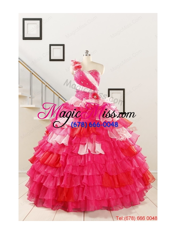 wholesale cheap one shoulder beading quinceanera dresses for 2015