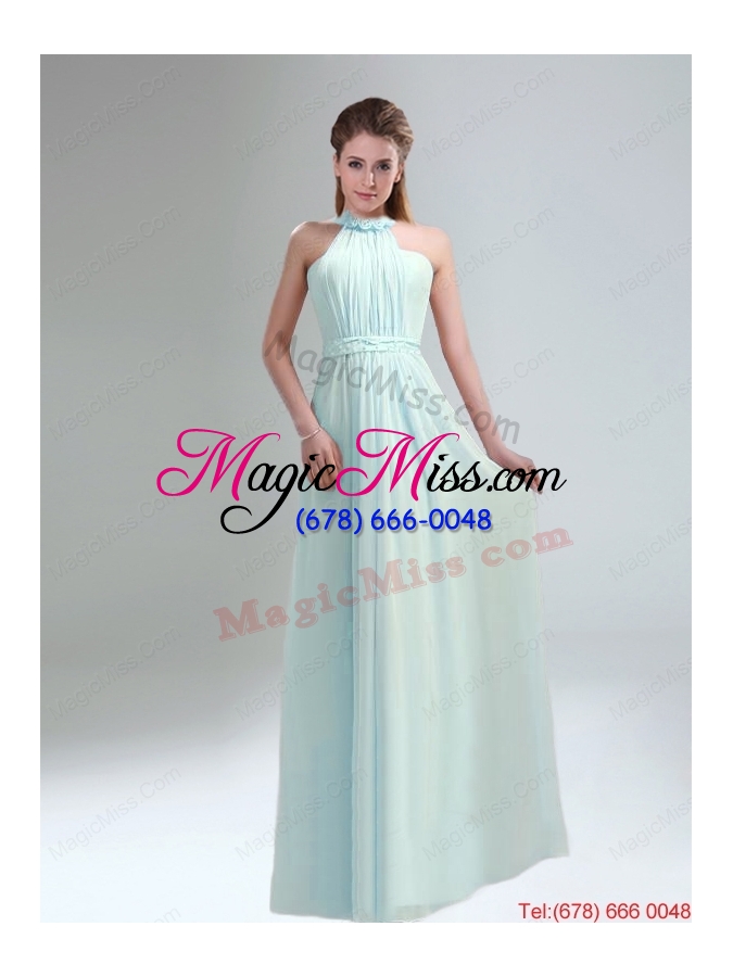 wholesale romantic 2015 high neck chiffon light pink dama dress