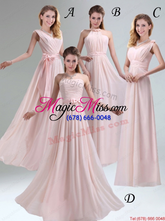 wholesale romantic 2015 high neck chiffon light pink dama dress