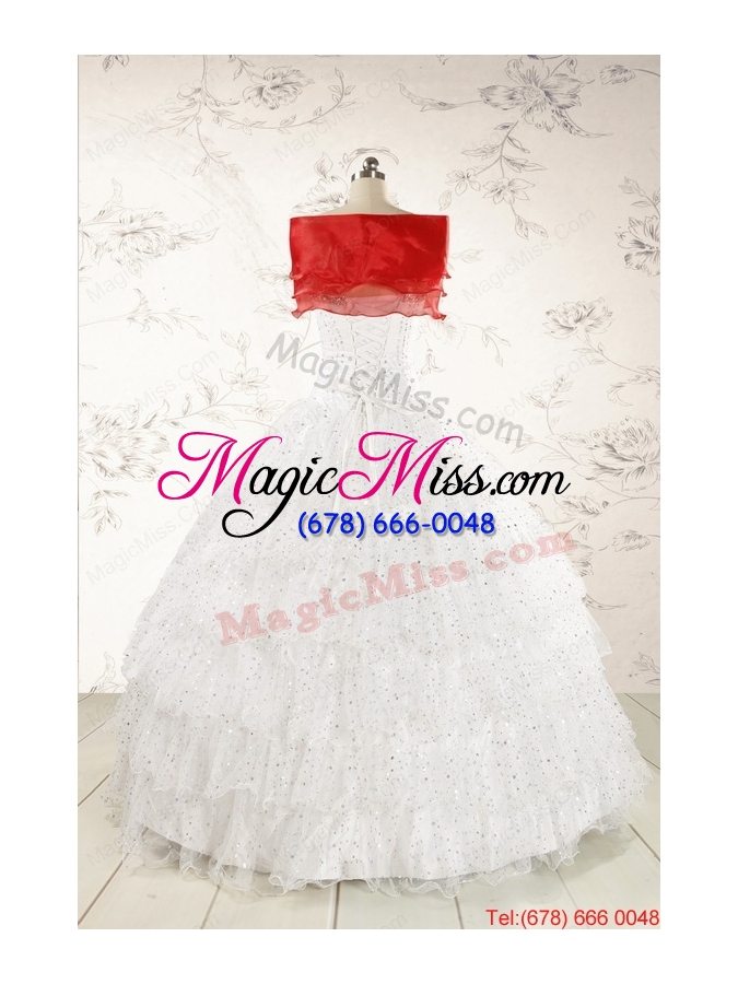 wholesale the most popular white sequins ball gown quinceanera dresses for 2015