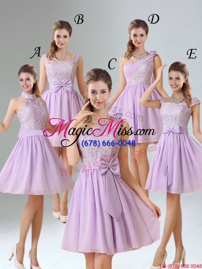 wholesale one shoulder lilac dama dress with bowknot for 2015